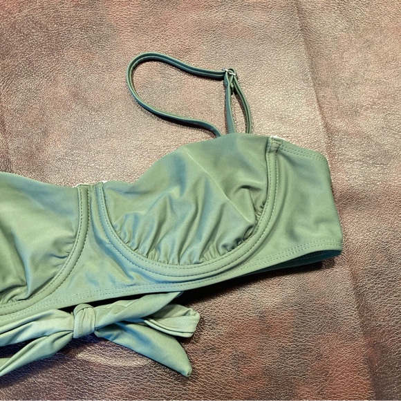 Kelly Green Balconette Style Tie Back Bikini Swimsuit Top - Picture 2 of 9